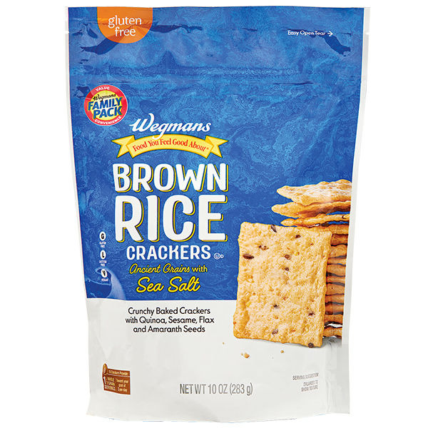 Wegmans Ancient Grains with Sea Salt Brown Rice Crackers Family Pack 10 Oz