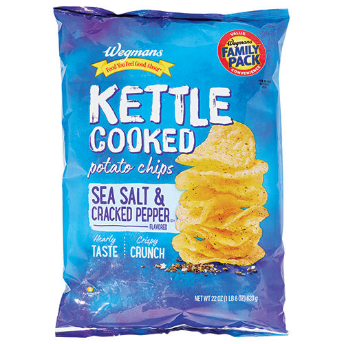 Wegmans Sea Salt & Cracked Pepper Kettle Cooked Potato Chips Family Pack 22 Oz