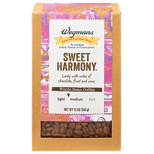 Wegmans Sweet Harmony Whole Bean Coffee Super Premium 12 Oz