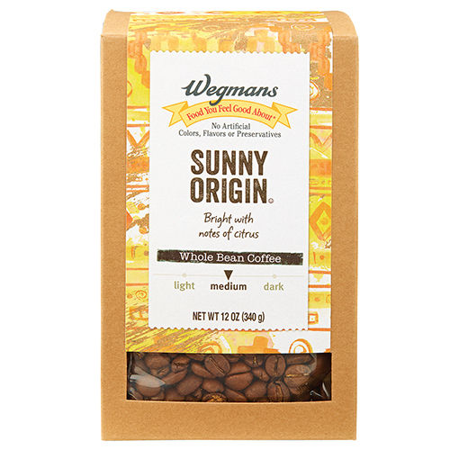 Wegmans Sunny Origin Whole Bean Coffee Super Premium 12 Oz