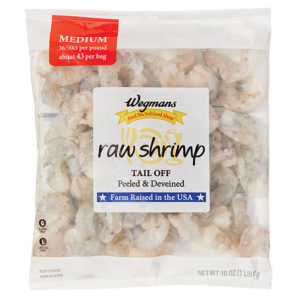 Wegmans Medium Raw Tail Off Peeled & Deveined Shrimp 12 Oz