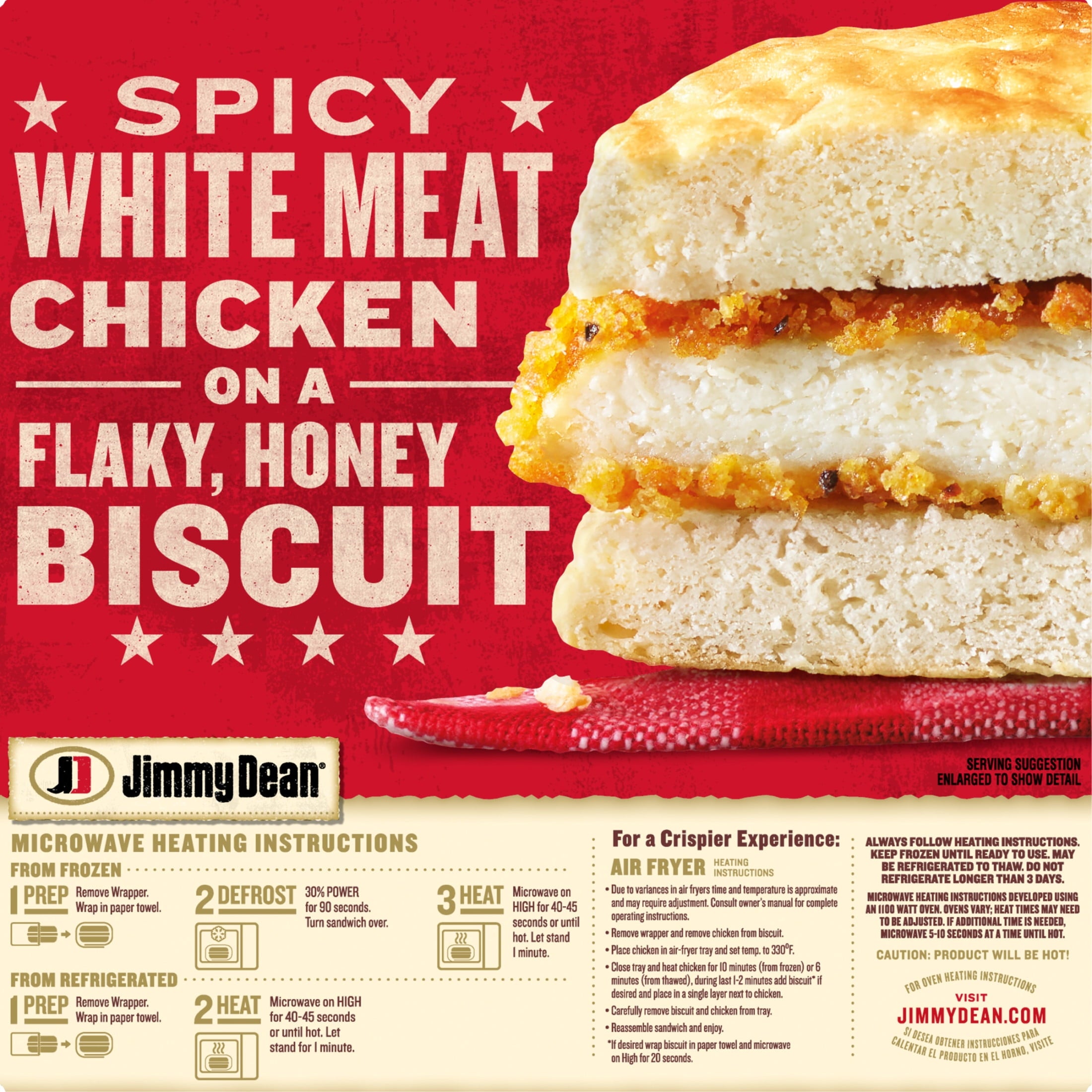 Jimmy Dean Spicy Crispy Chicken Honey Biscuit Frozen Breakfast Sandwich 4 Count 16.4 Oz