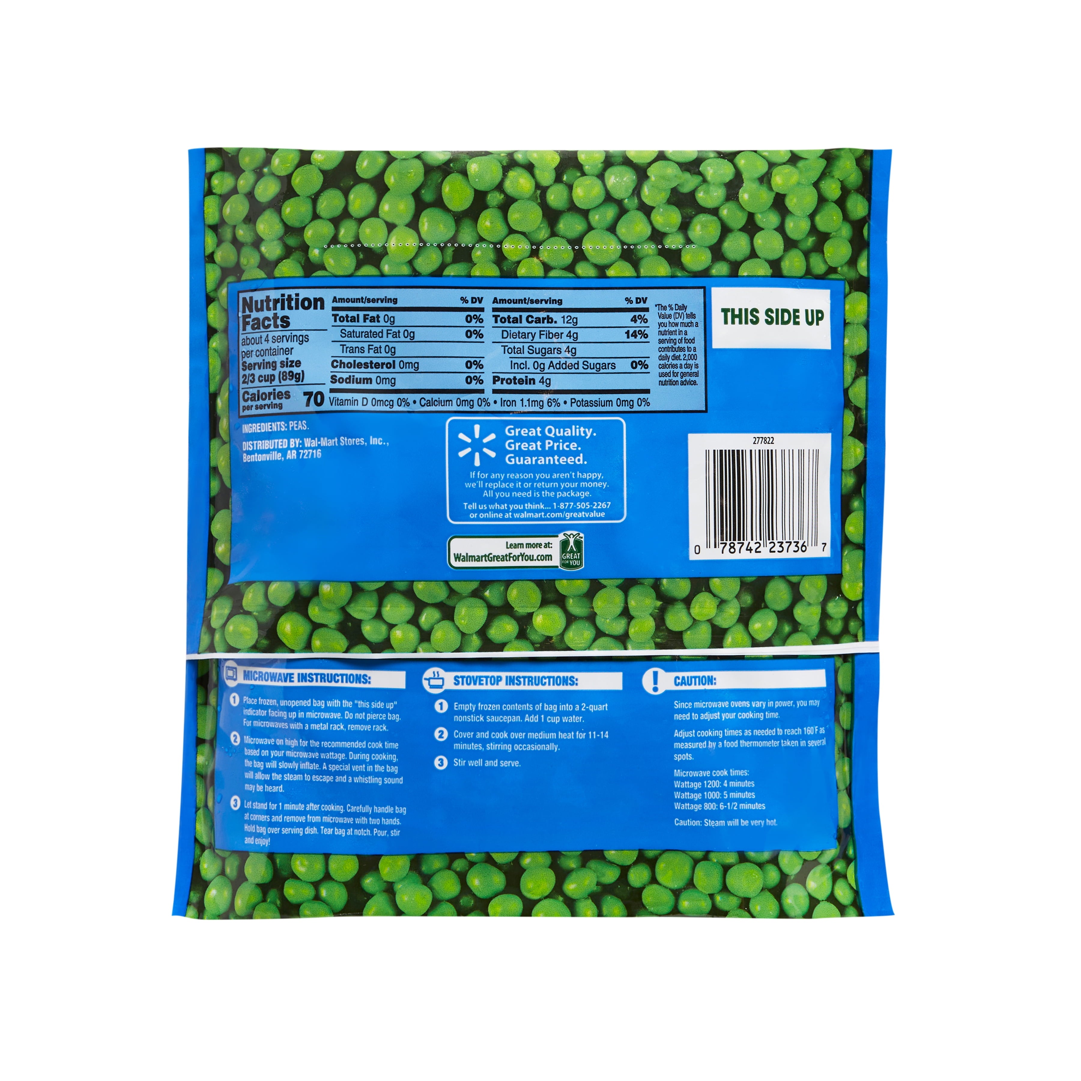 Great Value Sweet Peas Frozen 12 Oz