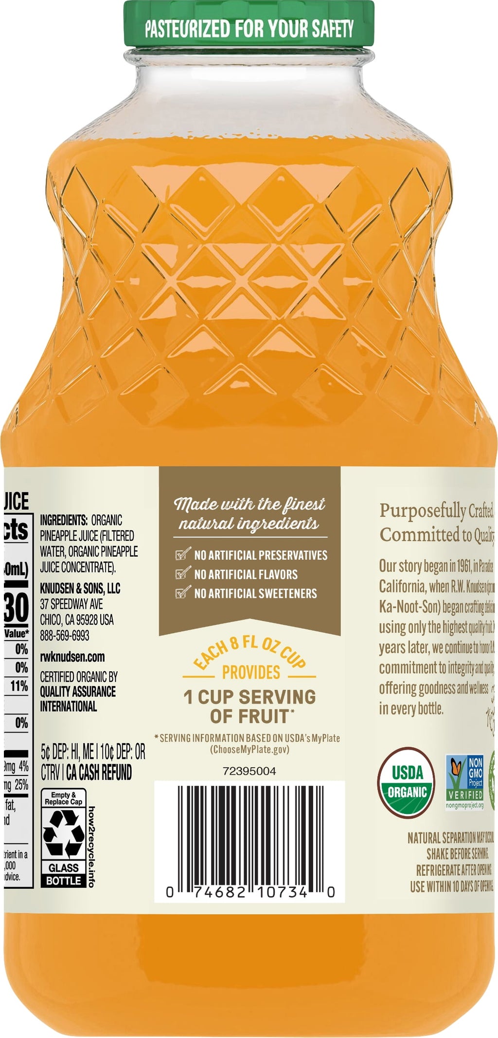 R.W. Knudsen Family Organic Pineapple Juice 32 fl oz Bottle