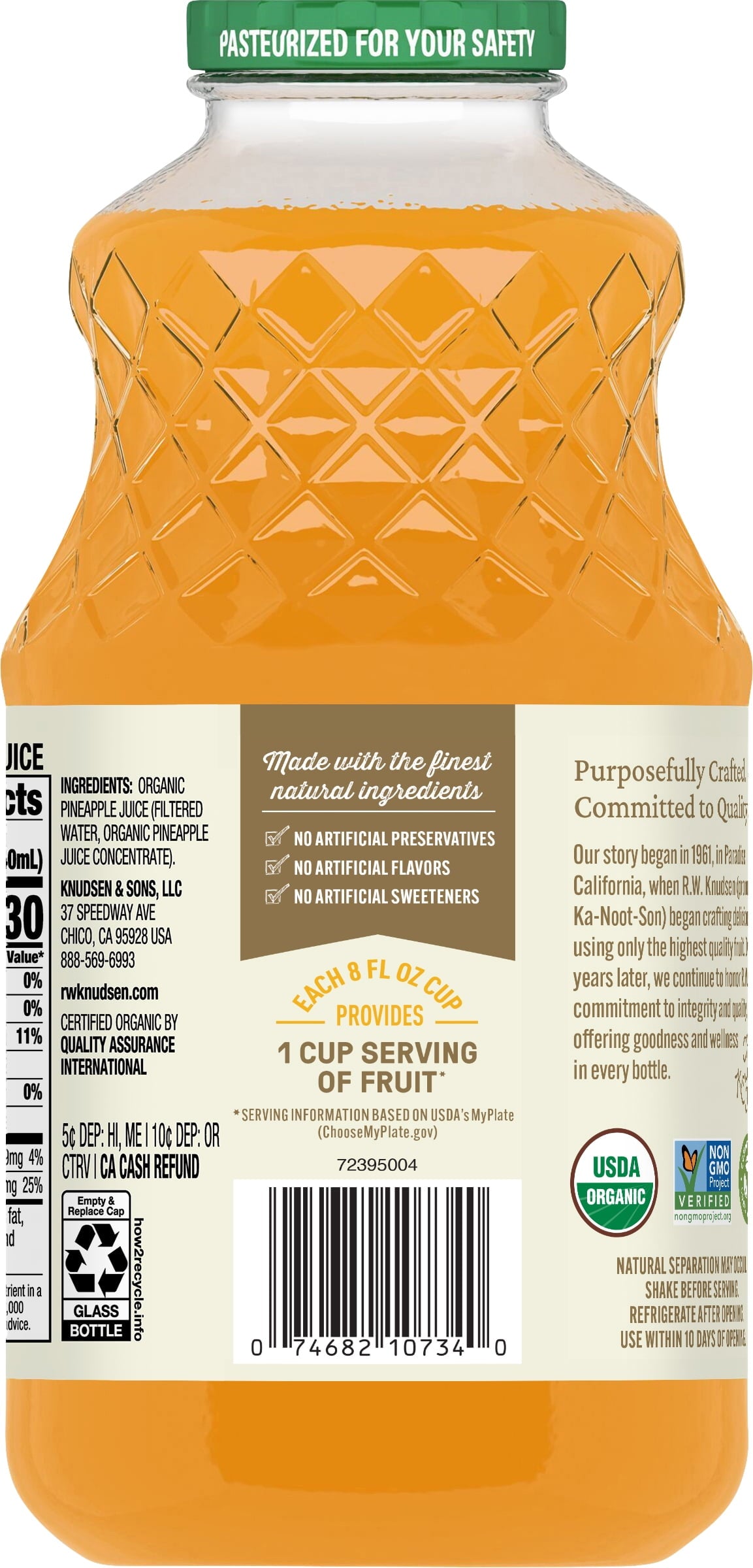 R.W. Knudsen Family Organic Pineapple Juice 32 fl oz Bottle