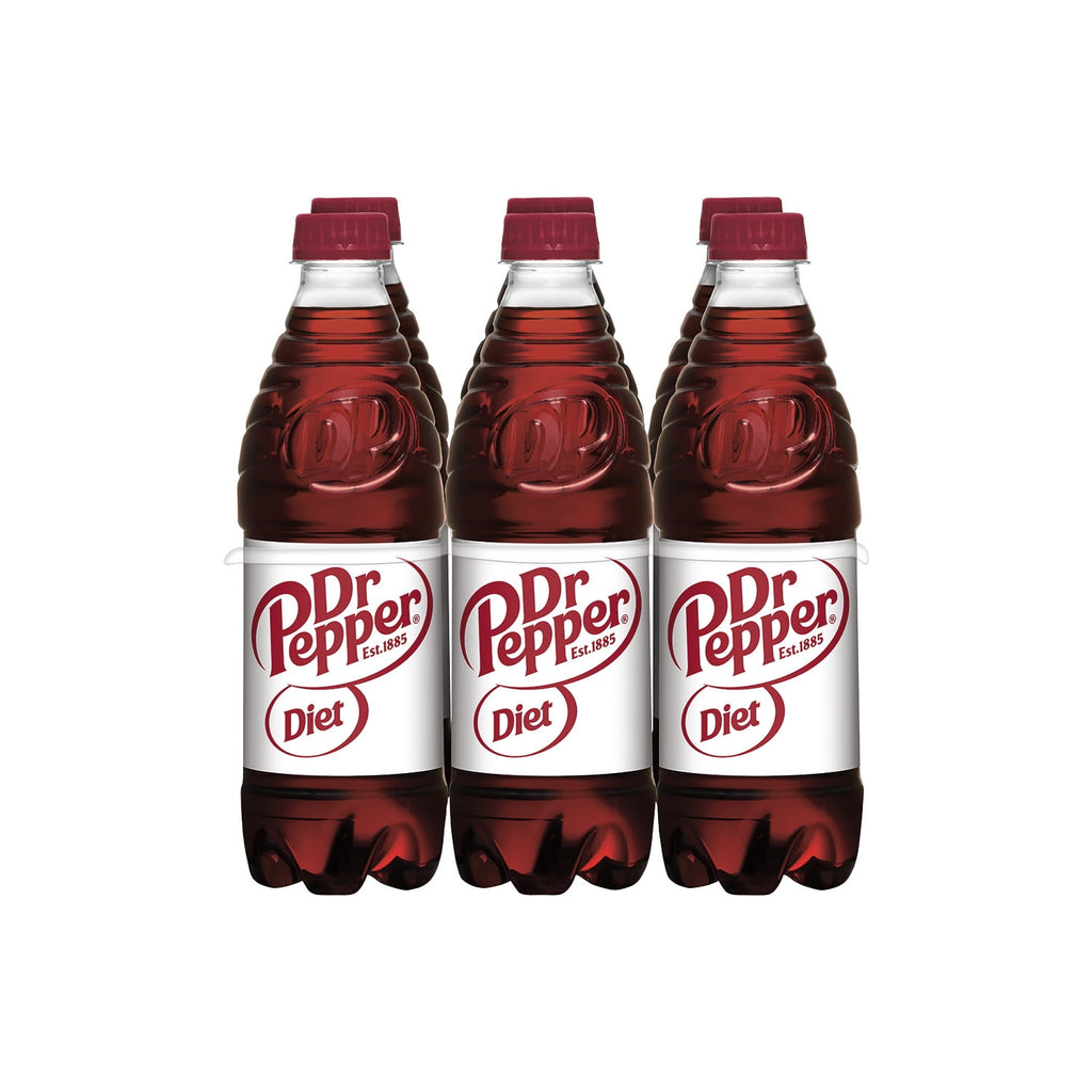 Diet Dr Pepper Soda Pop Bottles 16.9 Fl Oz 6 Pack