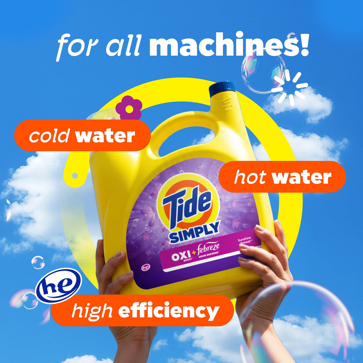 Tide Simply Oxi Boost Plus Febreze Odor Defense Liquid Laundry Detergent Sunny Breeze 129 fl oz 96 Loads