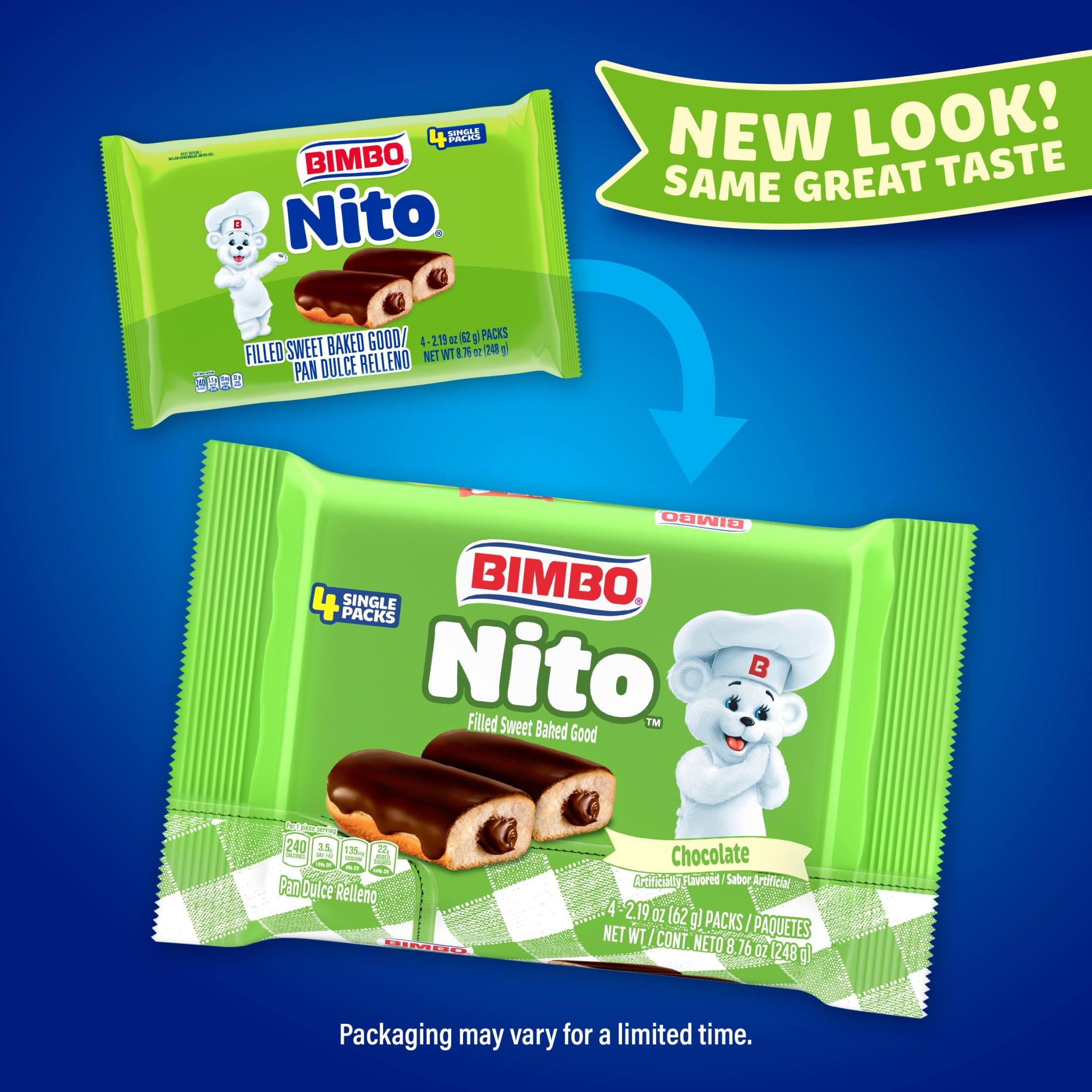 Nito Chocolate Crème Filled Eclairs 8.76 Oz 4 Pack Bimbo