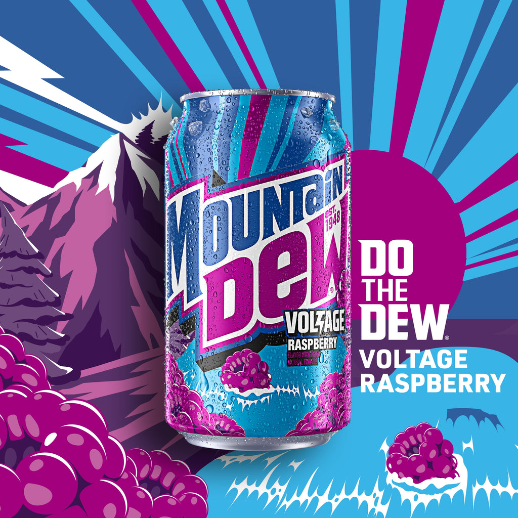 Mountain Dew Voltage Raspberry Citrus Soda Pop Cans 12 Fl Oz 12 Pack