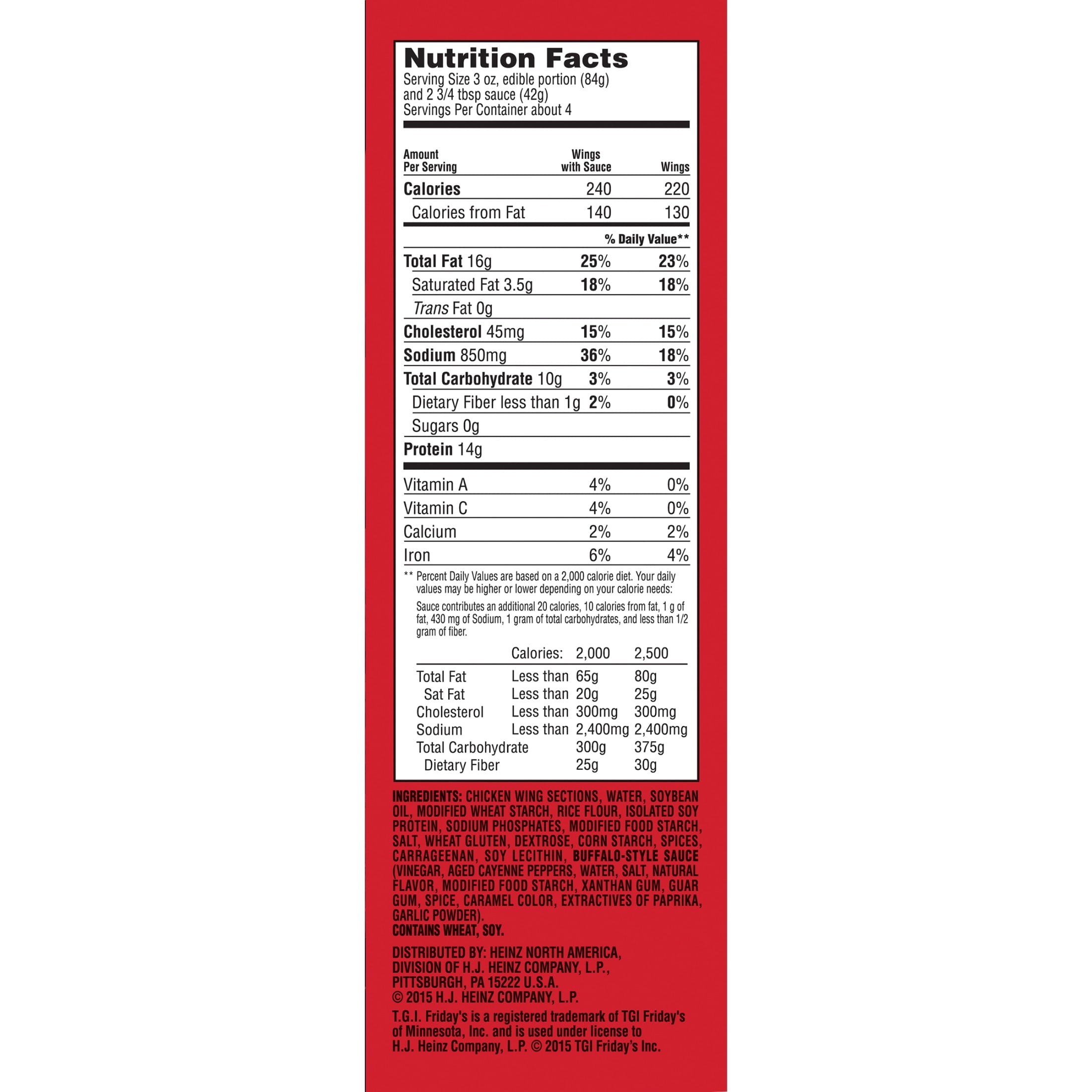 TGI Fridays Buffalo Style Chicken Wings Frozen 25.5 Oz