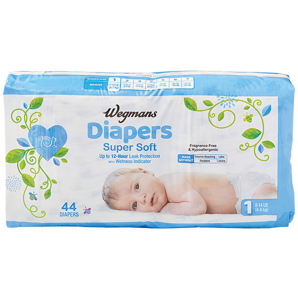 Wegmans Diapers Super Soft Size 1 8-14 Lbs 30 Ct