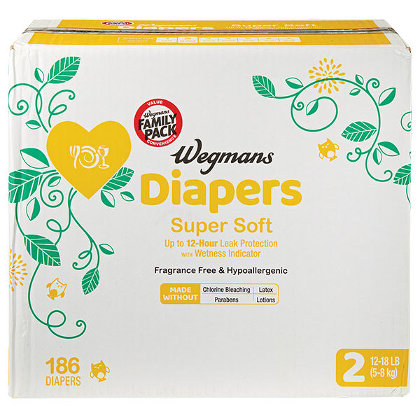 Wegmans Super Soft Diapers Size 2 186 Count Family Pack
