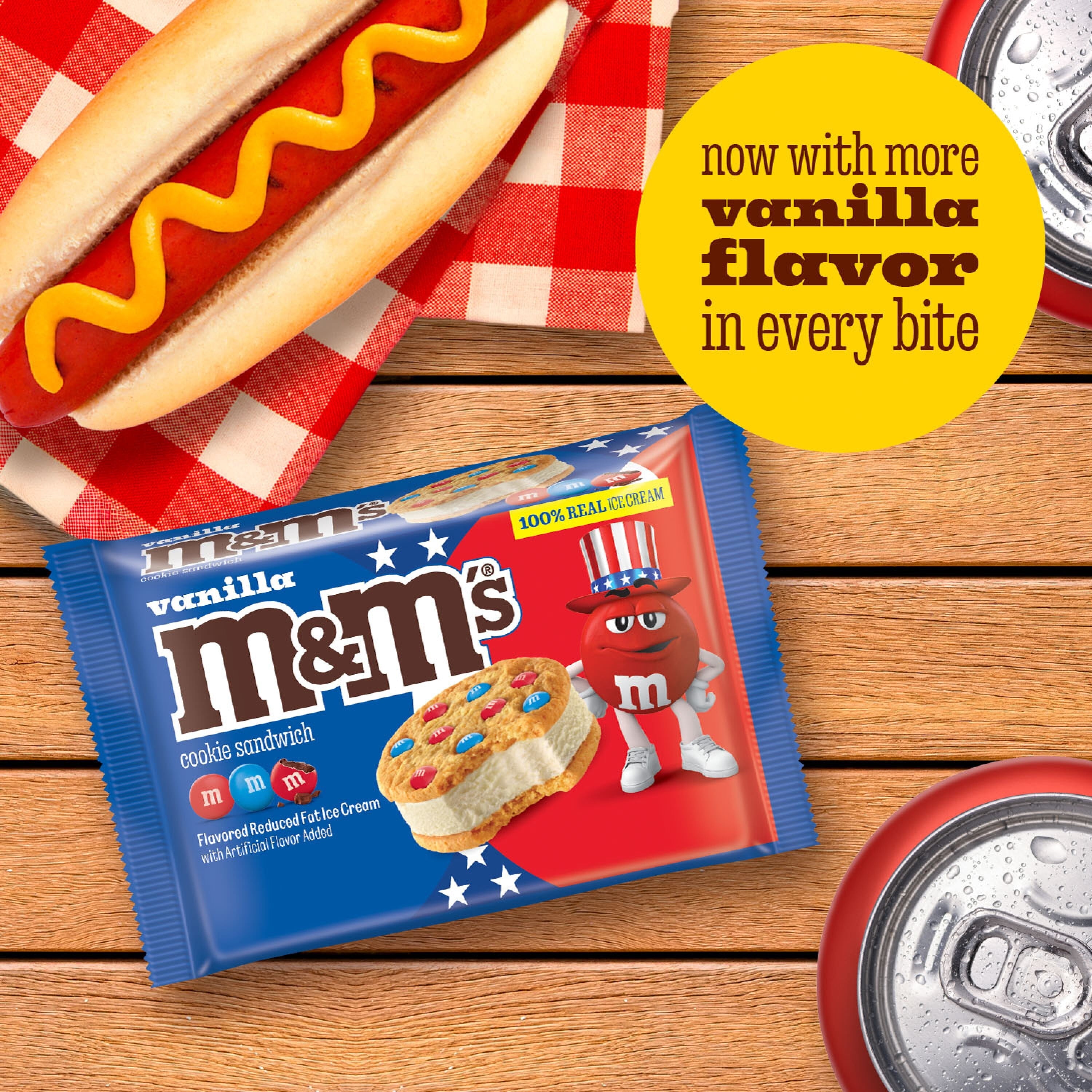 M&M'S Vanilla Ice Cream Cookie Sandwiches 4 Count 16 Fl Oz