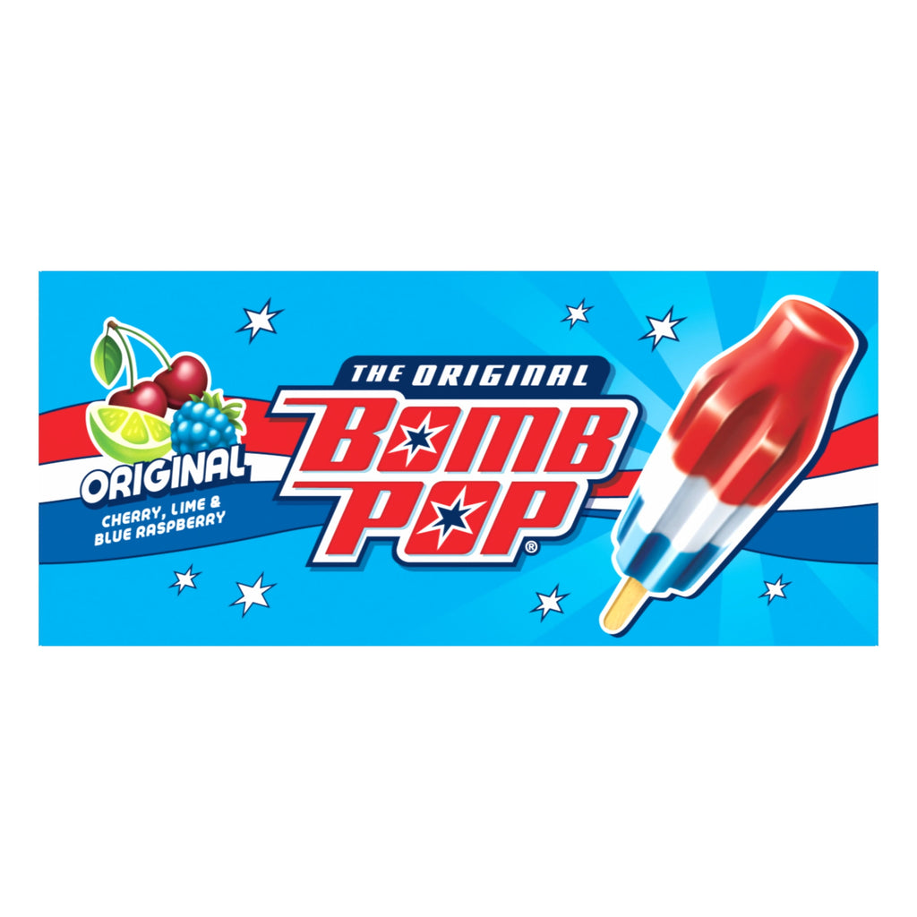 Bomb Pop Original Freeze Ice Pops Cherry Lime & Blue Raspberry 12 Count 21 Fl Oz