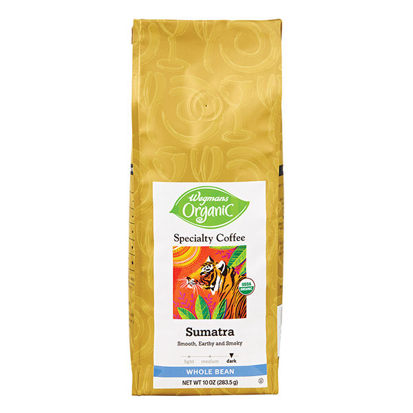 Wegmans Organic Whole Bean Coffee Sumatra 10 Oz