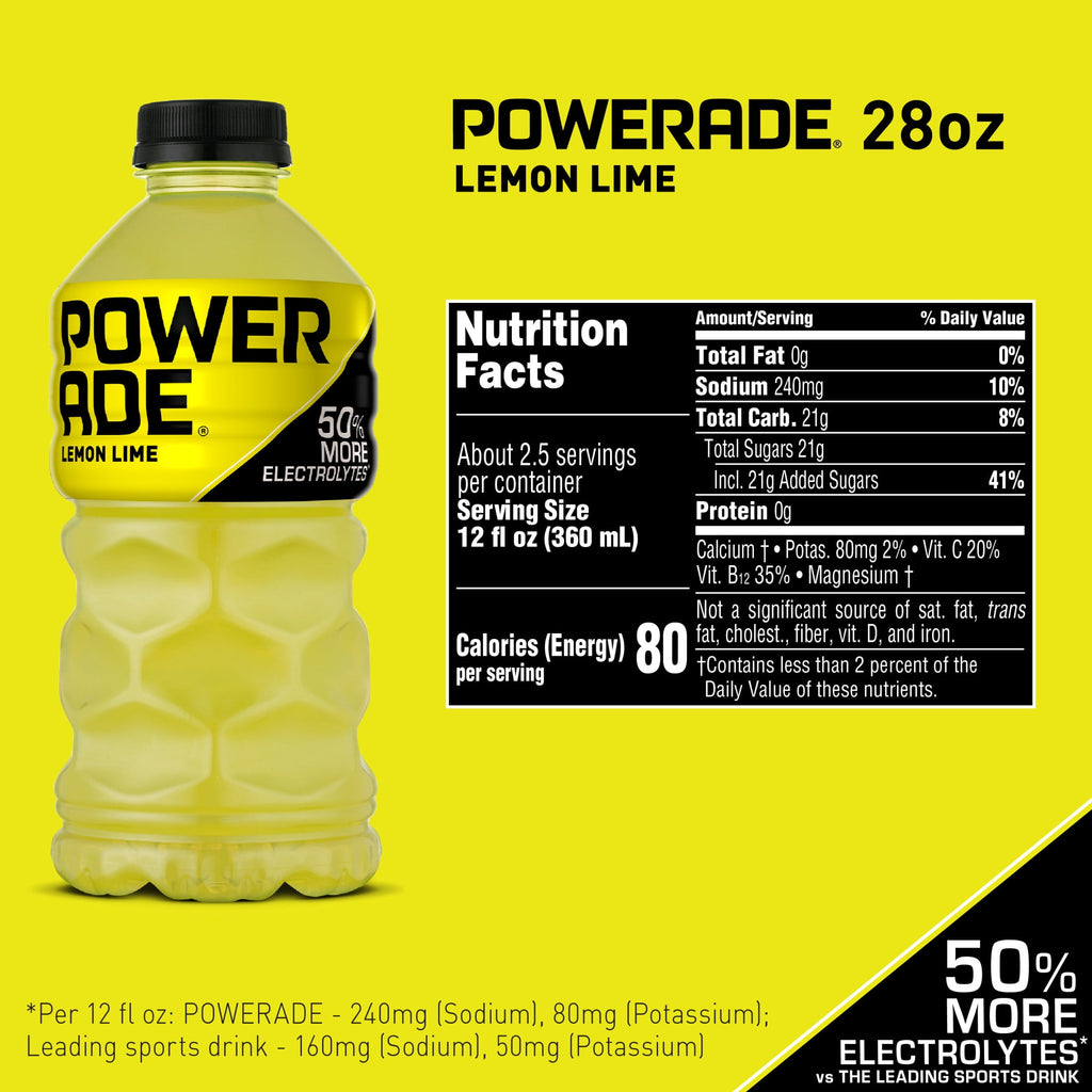 Powerade Lemon Lime Electrolyte Sports Drink 28 fl oz Bottle