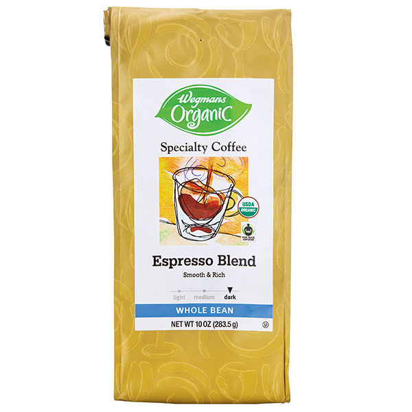 Wegmans Organic Specialty Coffee Espresso Blend Whole Bean Coffee 10 Oz