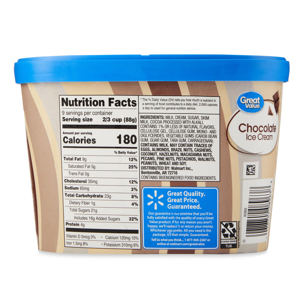 Great Value Chocolate Ice Cream 48 Fl Oz