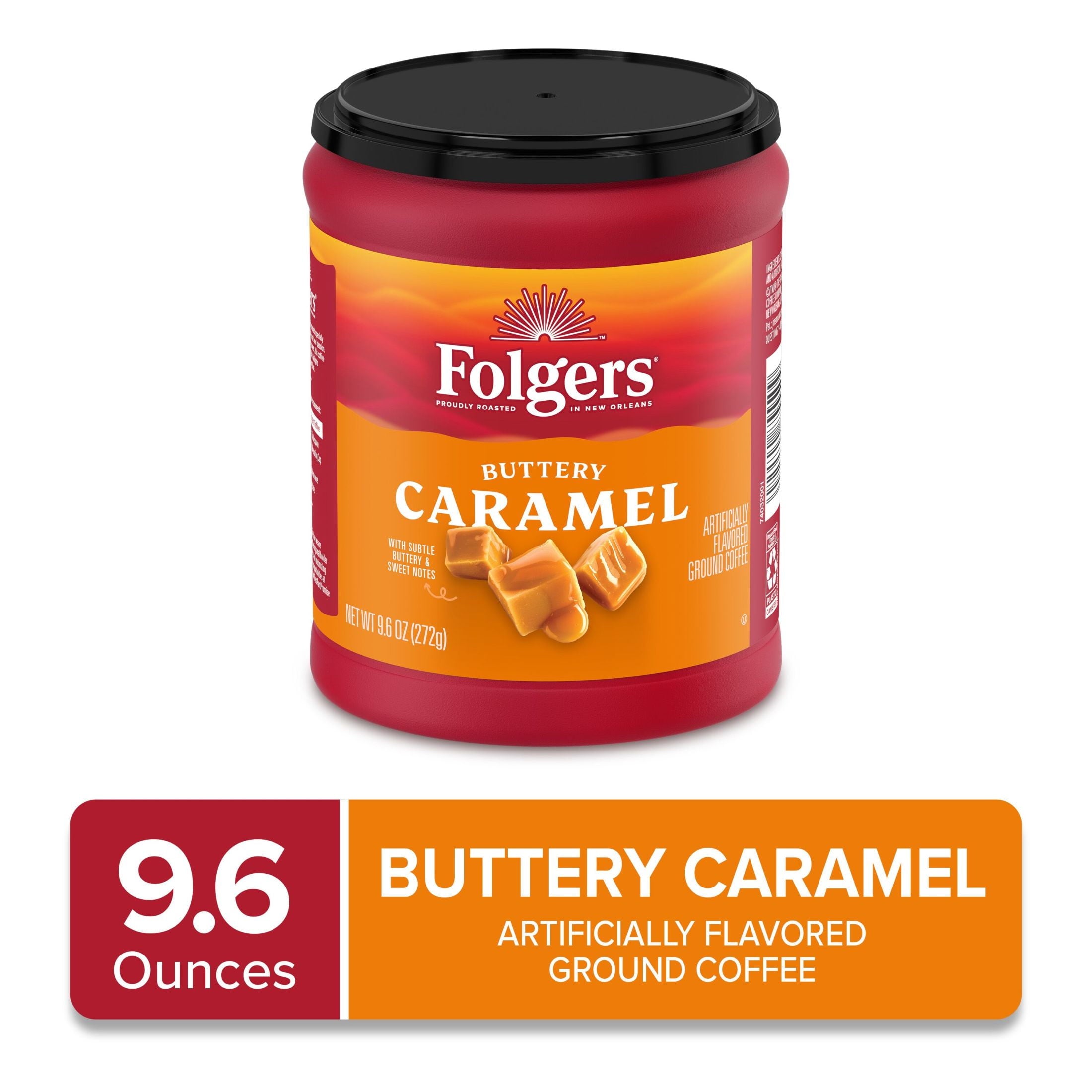 Folgers Buttery Caramel Artificially Flavored Medium Roast Ground Coffee 9.6 oz Canister