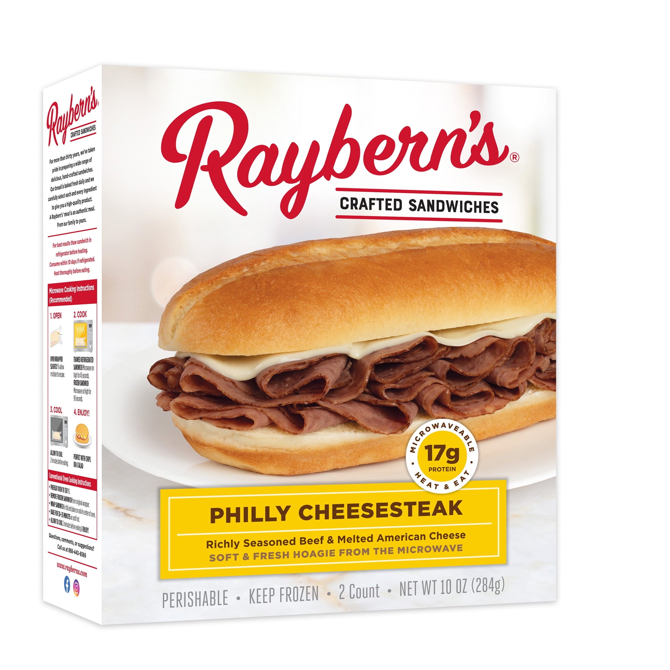 Raybern's Philly Cheesesteak Sandwich Frozen 10 Oz 2 Ct