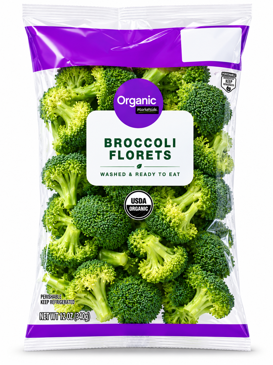 Marketside Organic Broccoli Florets, 12 oz Bag