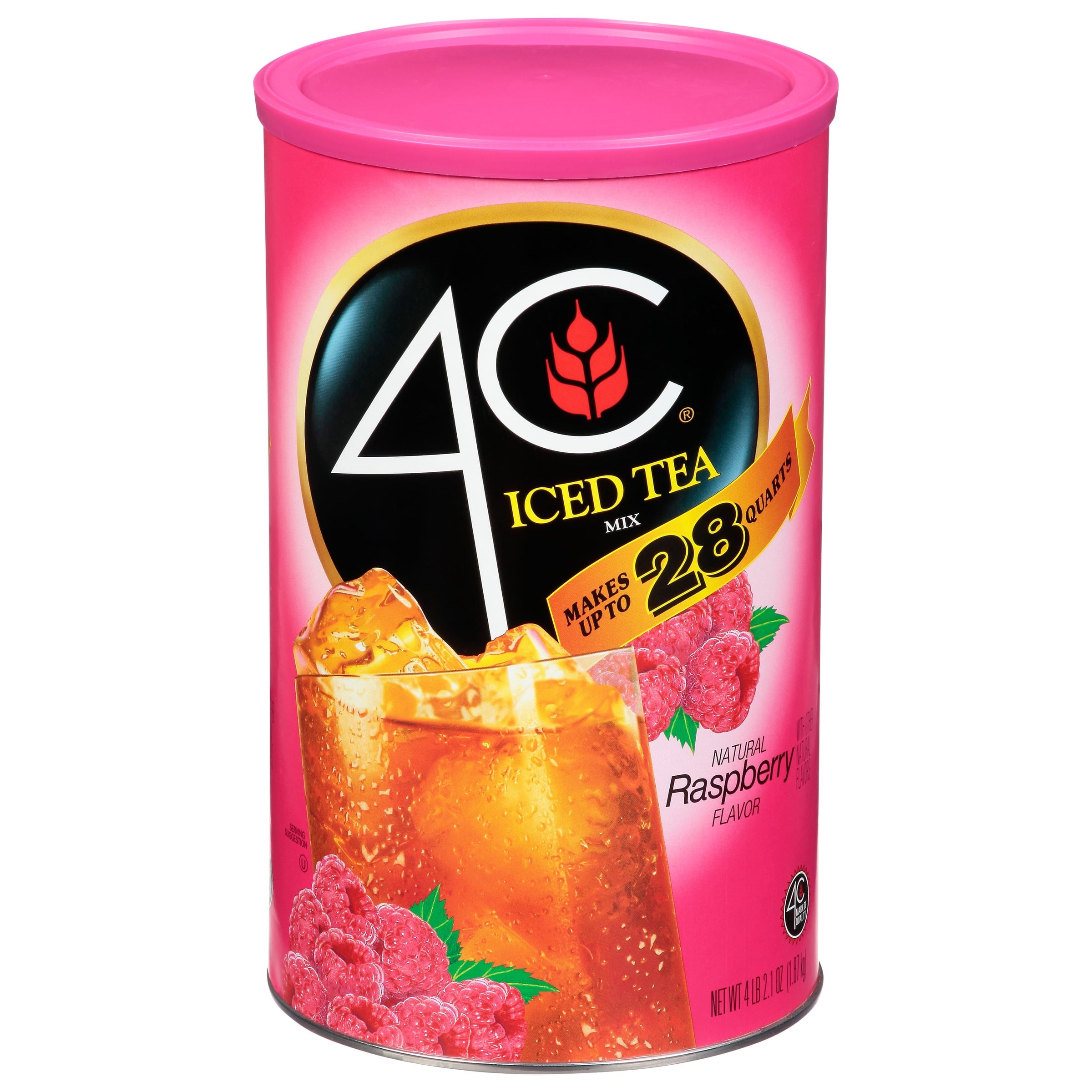 4C Raspberry Naturally Caffeinated Instant Iced Tea Mix 66.1 oz Canister