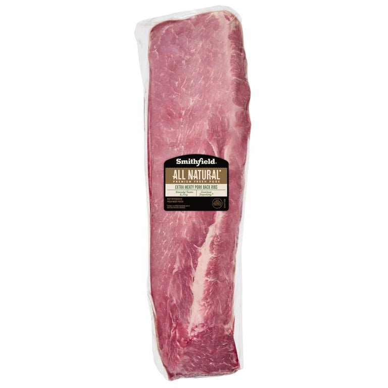 Smithfield Extra Meaty All Natural Fresh Pork Back Ribs, 2.1 - 3.4 lb, 21 Grams of Protein Per 4 Oz Serving