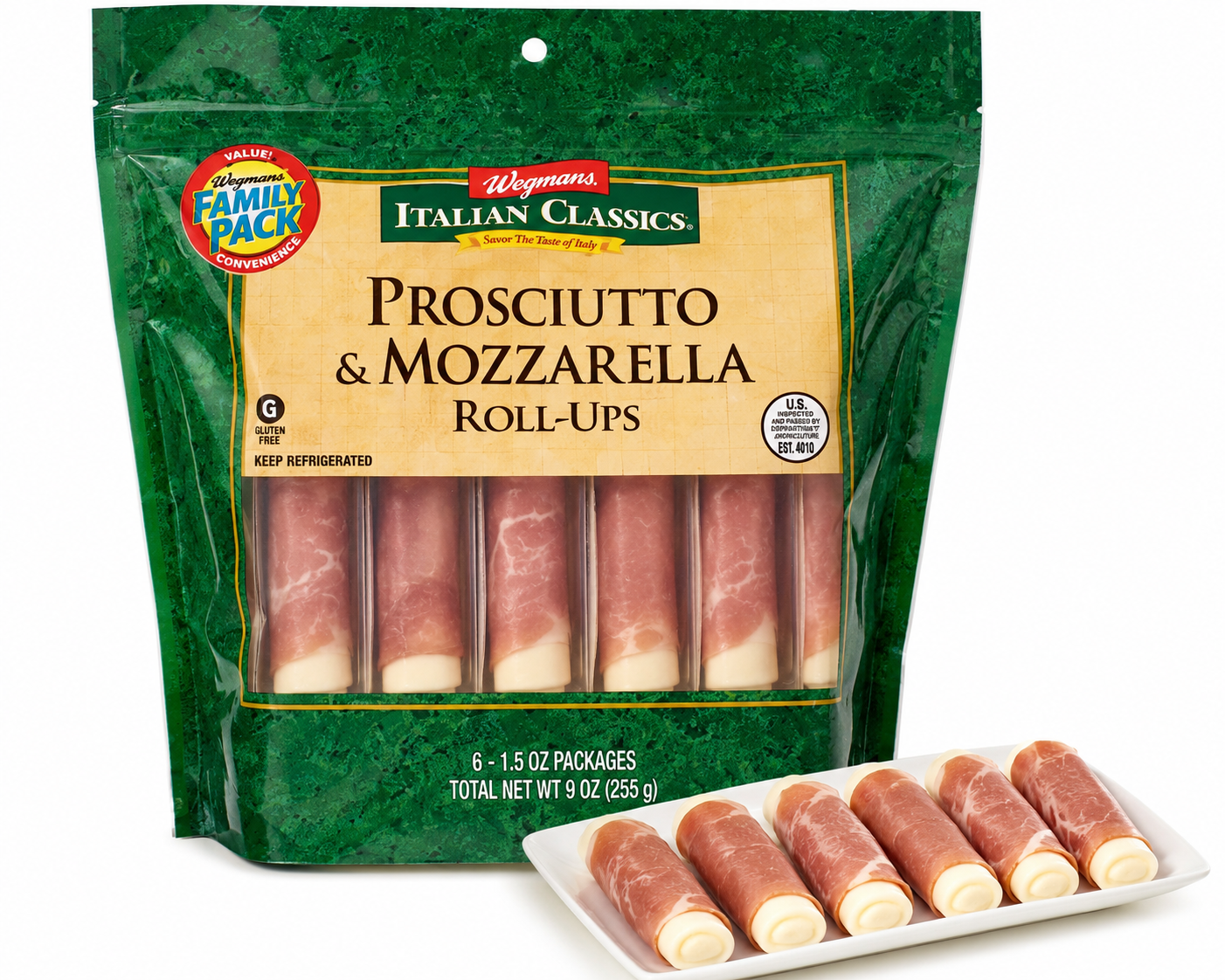 Wegmans Italian Classics Prosciutto & Mozzarella Roll-Ups, Family Pack