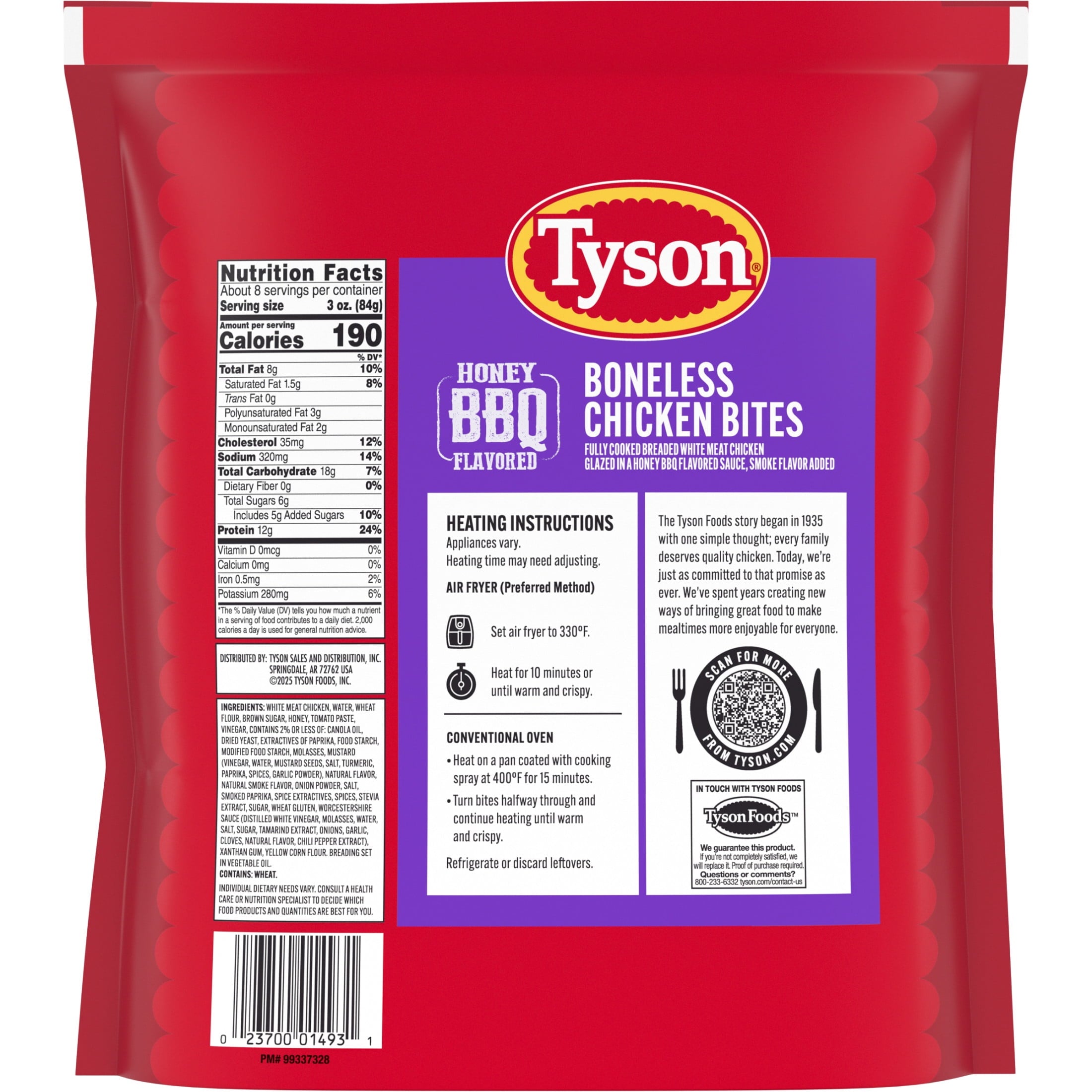 Tyson Any'tizers Honey BBQ Boneless Chicken Bites Frozen 24 Oz