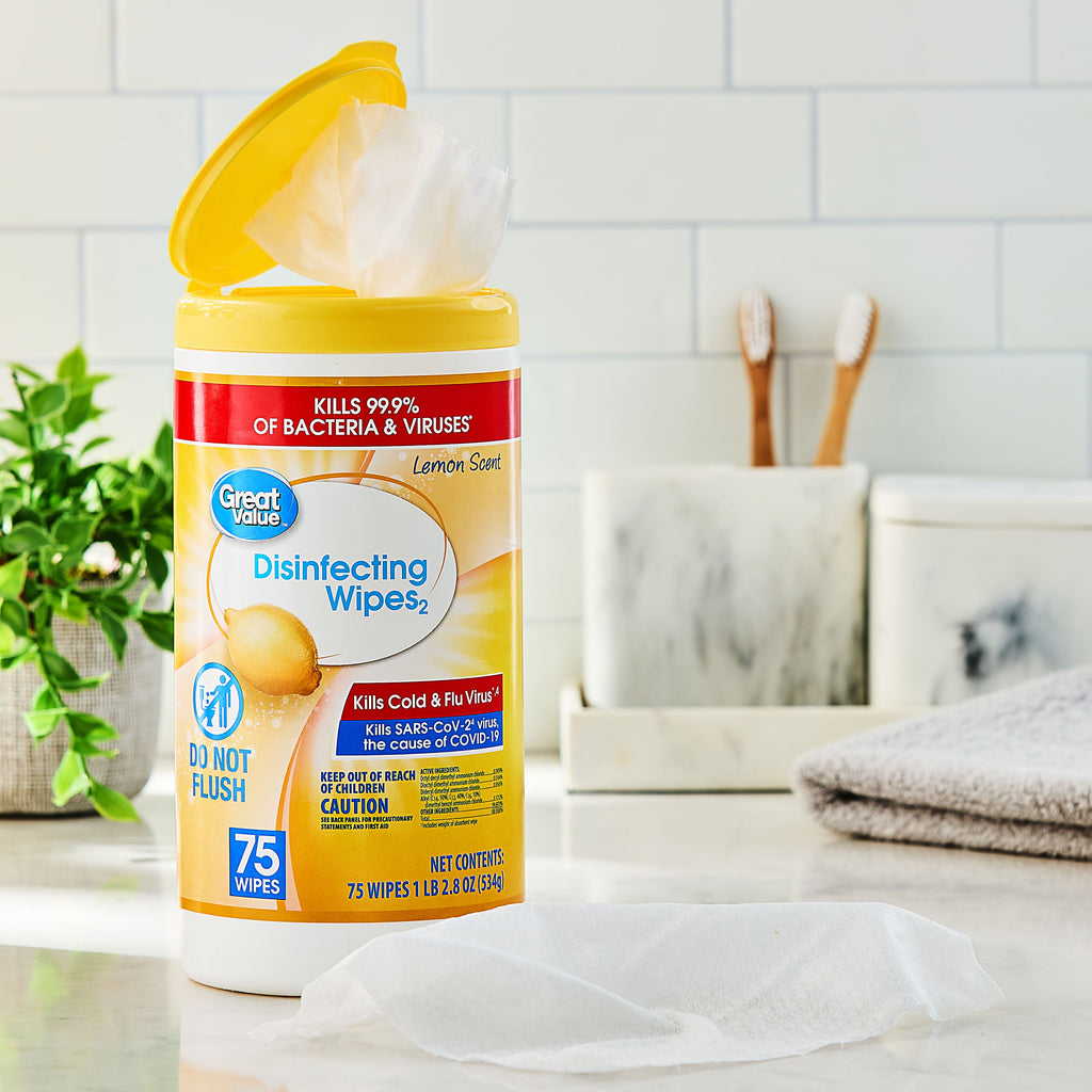 Great Value Lemon Scent Disinfecting Wipes 75 Count