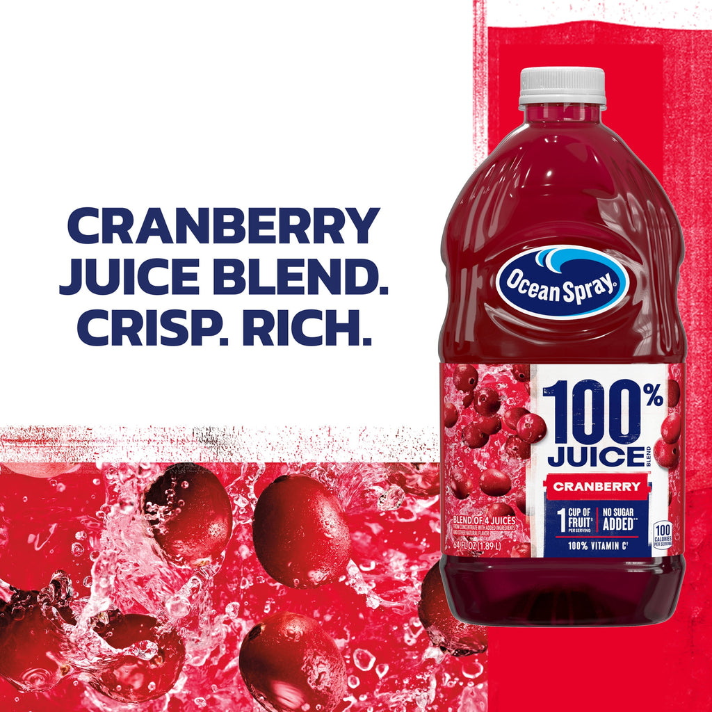 Ocean Spray 100% Juice Cranberry Juice Blend 64 fl oz Bottle