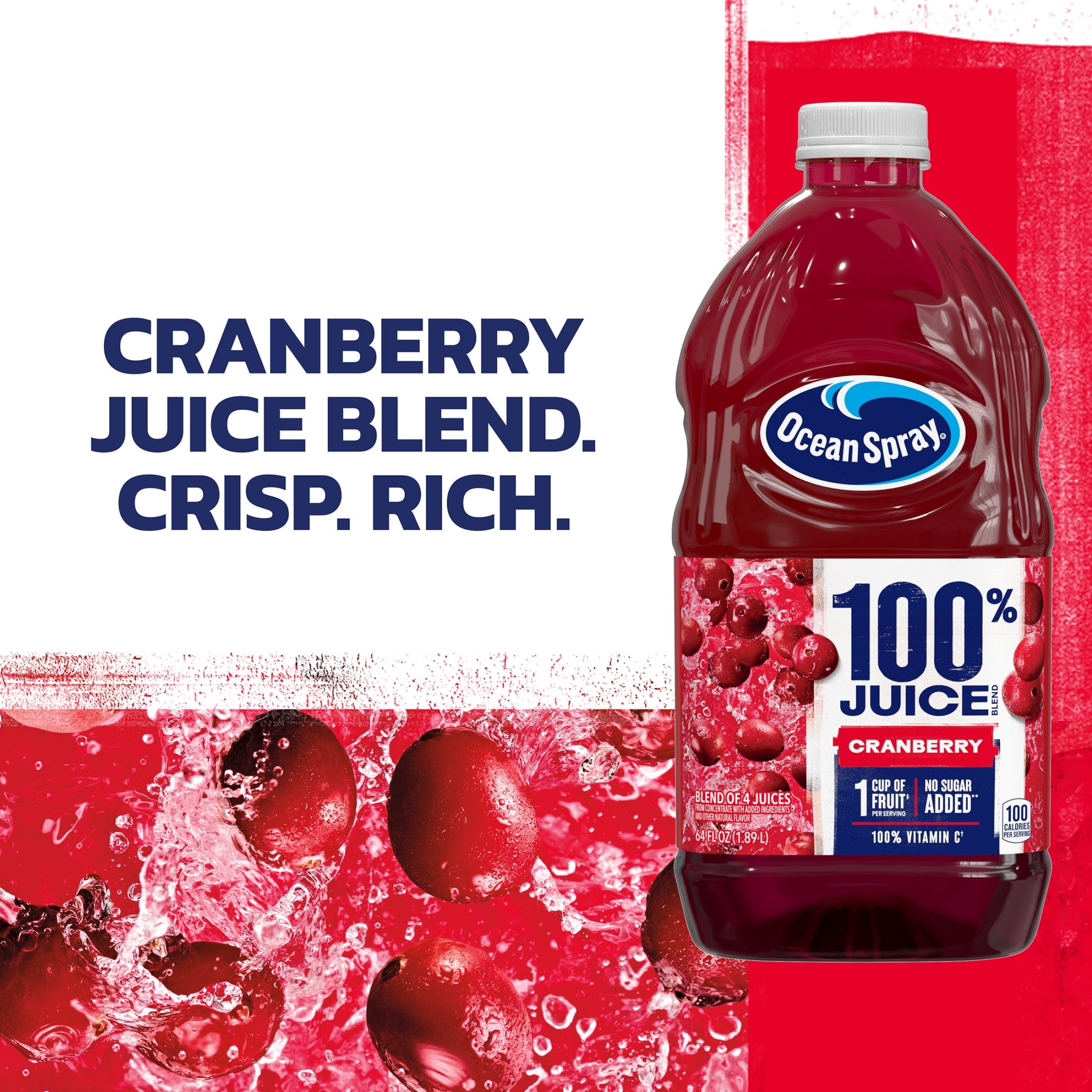 Ocean Spray 100% Juice Cranberry Juice Blend 64 fl oz Bottle