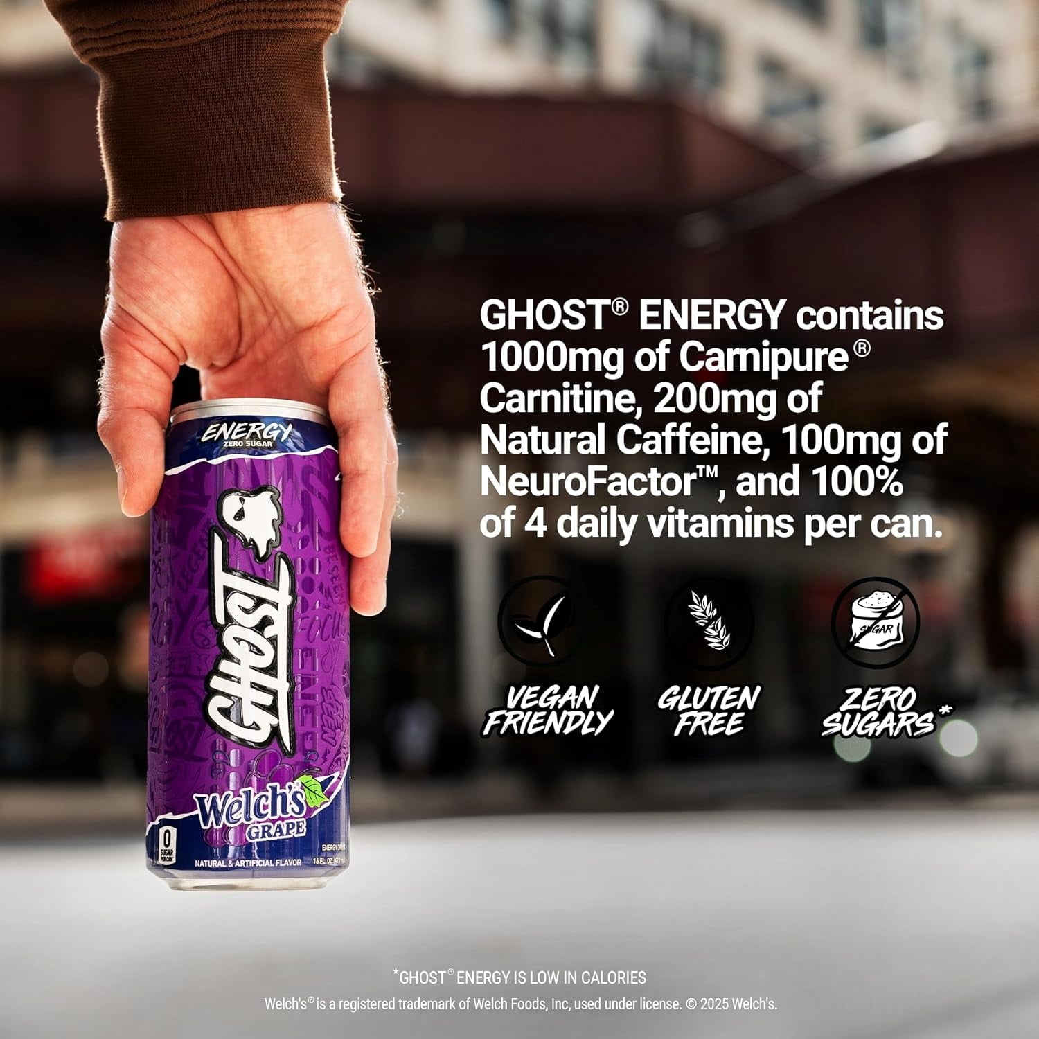 GHOST Energy Welch's Grape Zero Sugar Energy Drink 16 fl oz Single Can