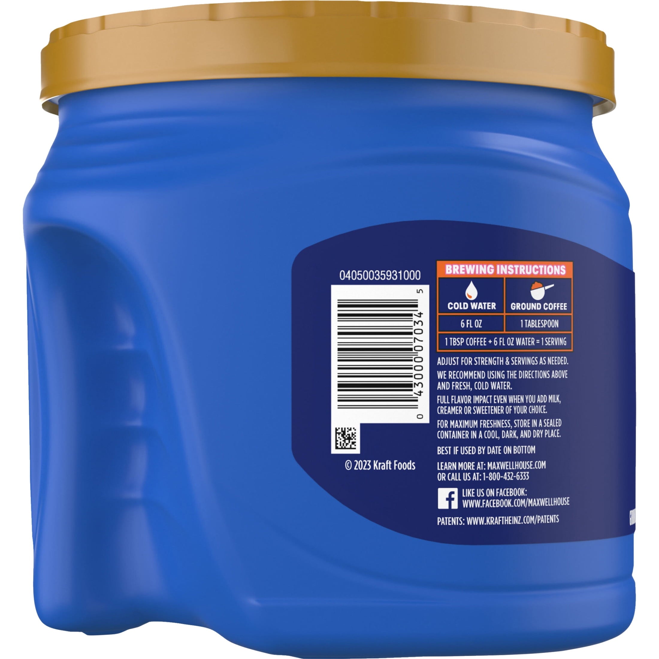 Maxwell House French Roast Naturally Caffeinated Dark Roast Ground Coffee 25.6 oz Canister