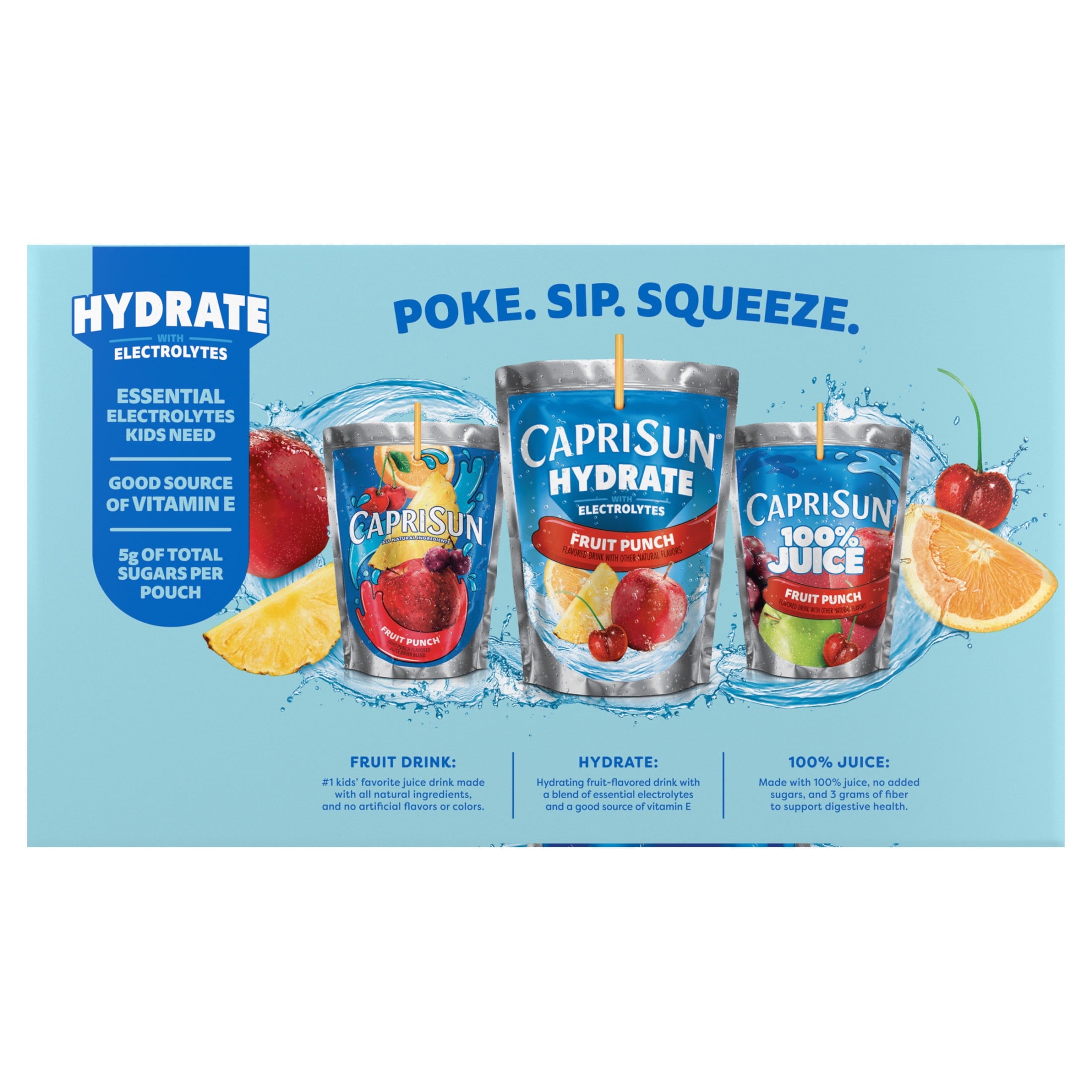 Capri Sun Hydrate with Electrolytes Tropical Punch Flavored Drink 6 fl oz Pouches 10 Count