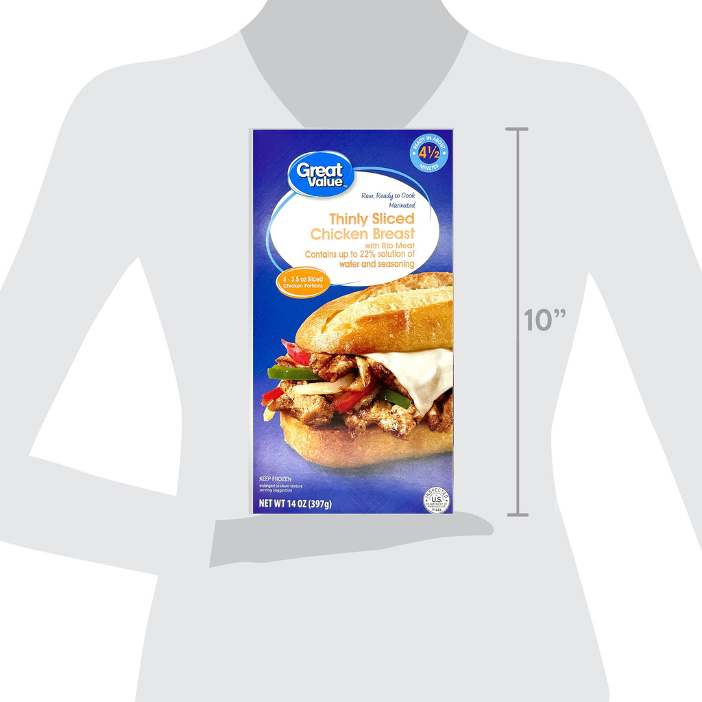 Great Value Seasoned Thinly Sliced Chicken Philly Frozen 14 Oz