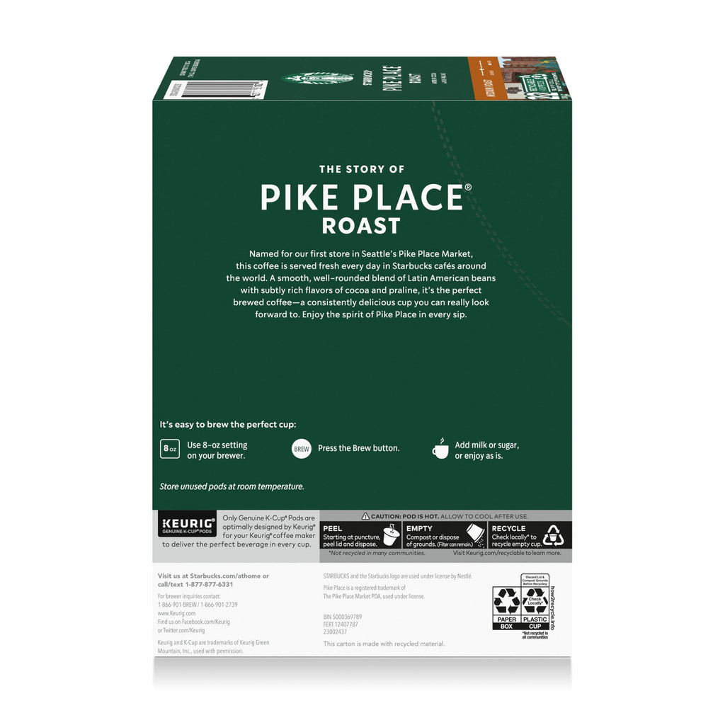 Starbucks Pike Place Roast Medium Roast Coffee K-Cup Pods 22 Count