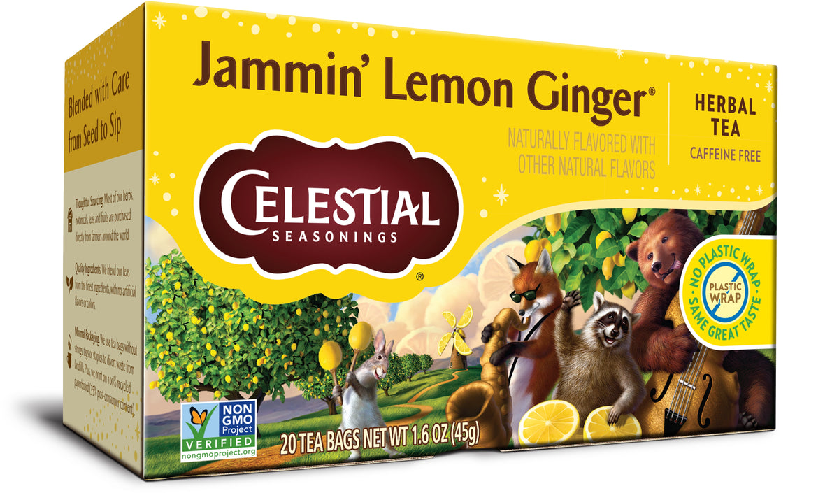 Celestial Seasonings Jammin' Lemon Ginger Caffeine-Free Herbal Tea Bags 1.7 oz 20 Count