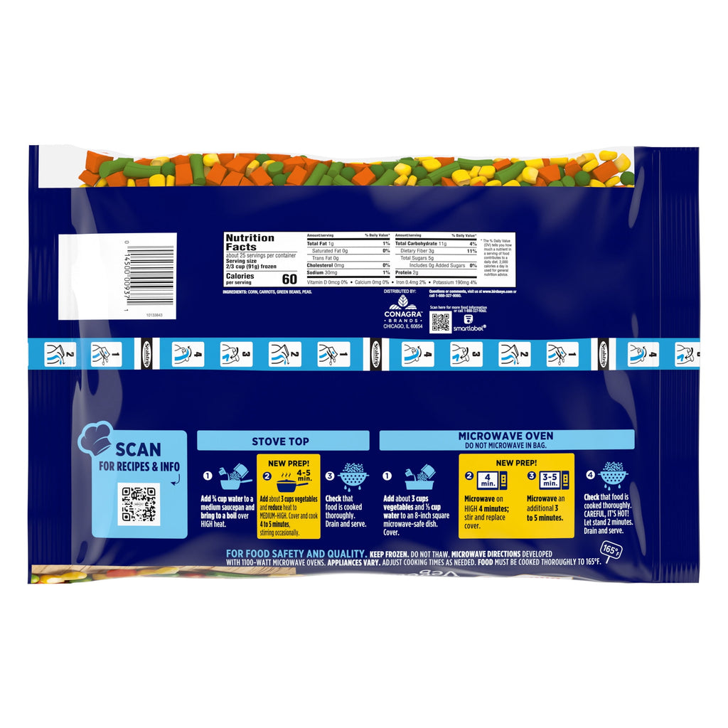 Birds Eye Mixed Vegetables Corn Carrots Green Beans & Peas Frozen 80 Oz