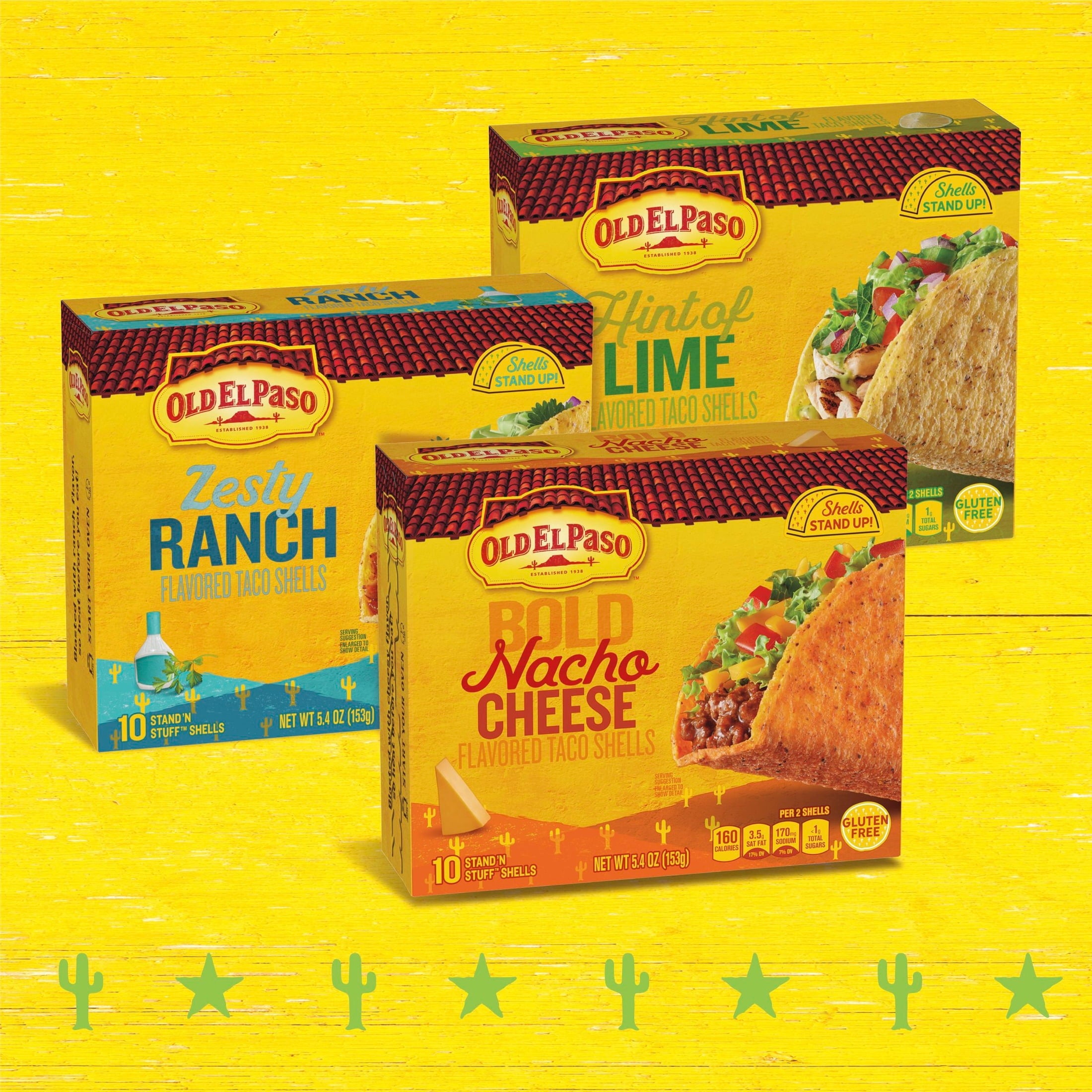 Stand 'N Stuff Bold Nacho Cheese Taco Shells 5.4 Oz 10 Count Old El Paso