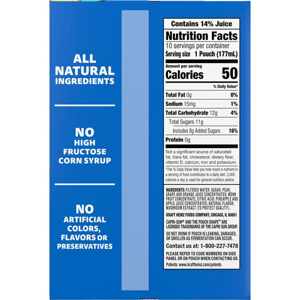 Capri Sun Pacific Cooler Juice Drink Blend 10 Pouches 6 fl oz