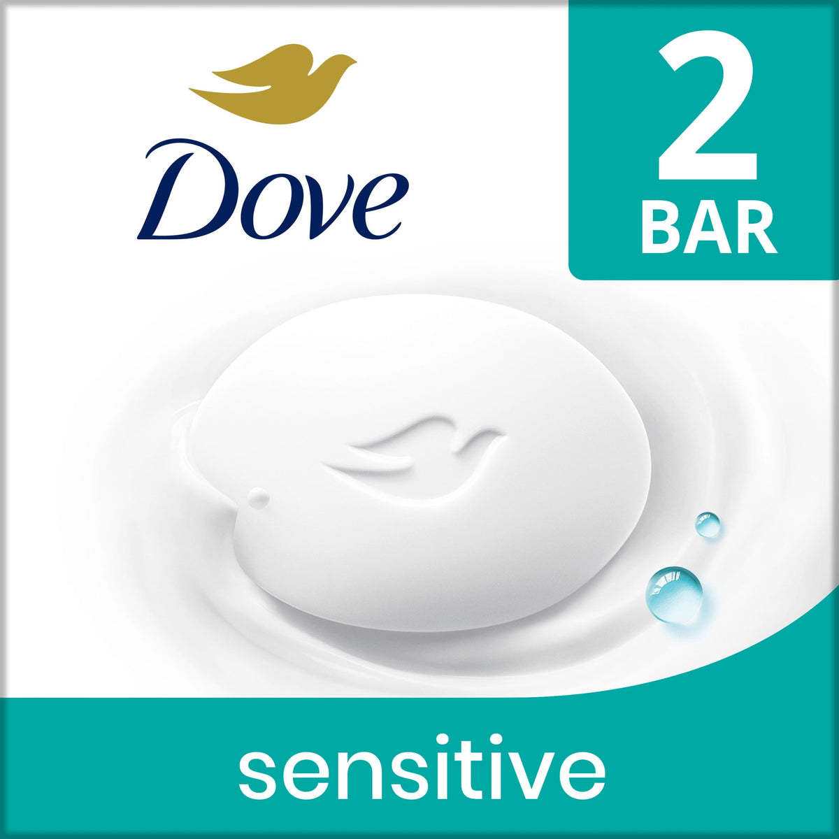 Dove Sensitive Skin Beauty Bar Soap Fragrance Free Hypoallergenic 3.75 oz 2 Bars