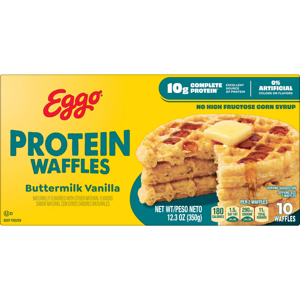 Eggo Protein Buttermilk Vanilla Waffles Frozen 12.3 Oz 10 Count