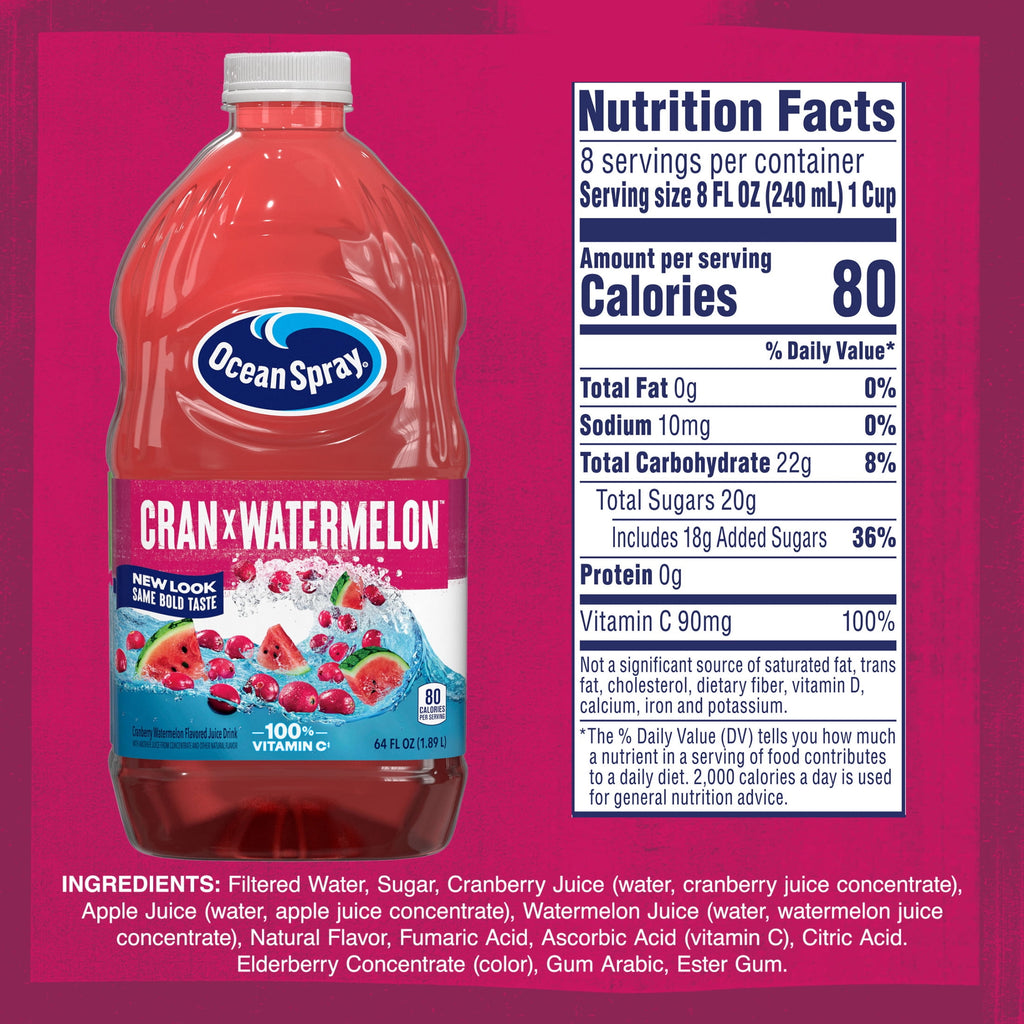 Ocean Spray Cran-Watermelon Cranberry Watermelon Juice Drink 64 fl oz Bottle