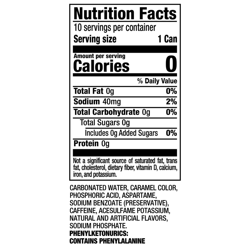 Dr Pepper Zero Sugar Soda Pop Cans 7.5 Fl Oz 10 Pack