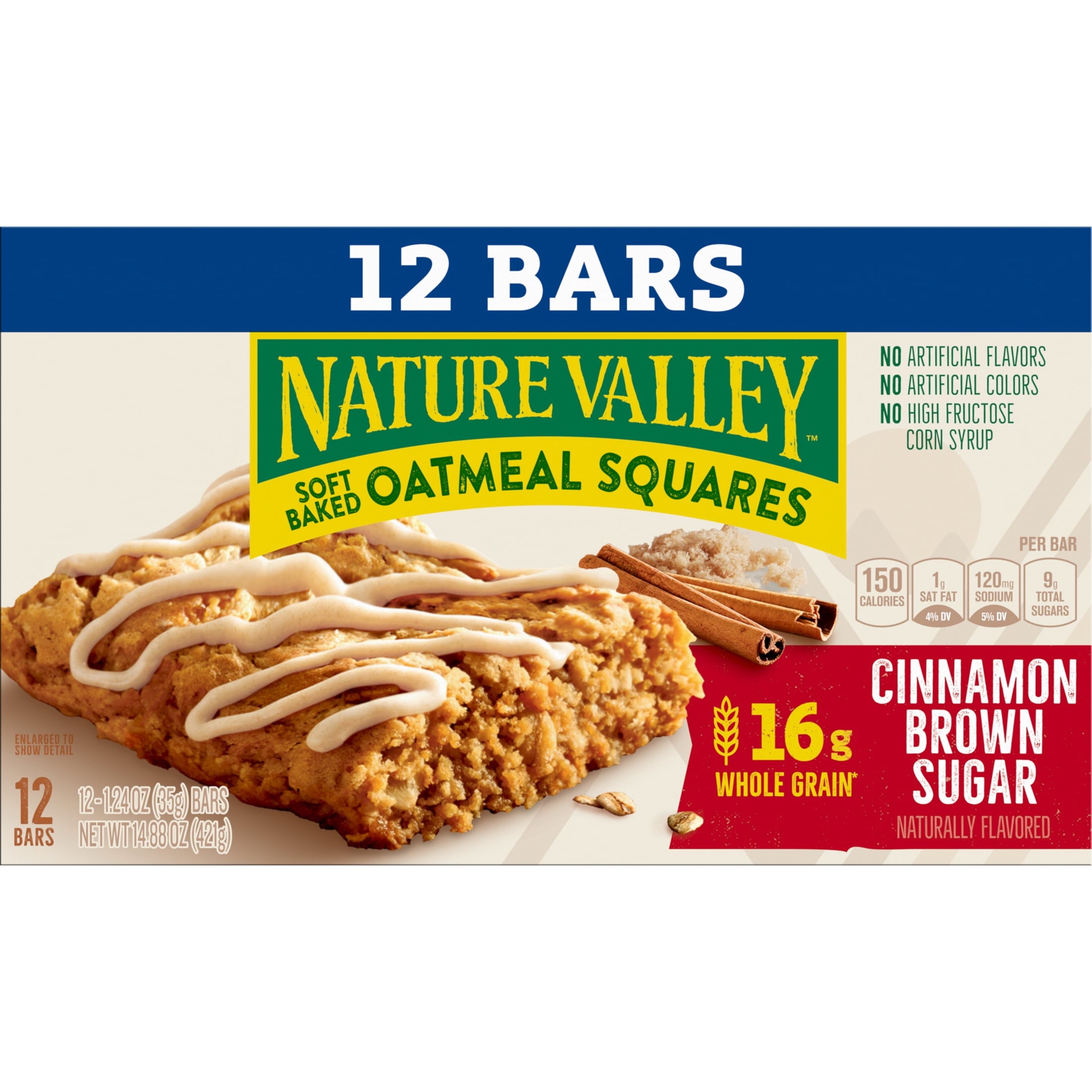Soft Baked Oatmeal Squares Cinnamon Brown Sugar 14.88 Oz 12 Count Nature Valley