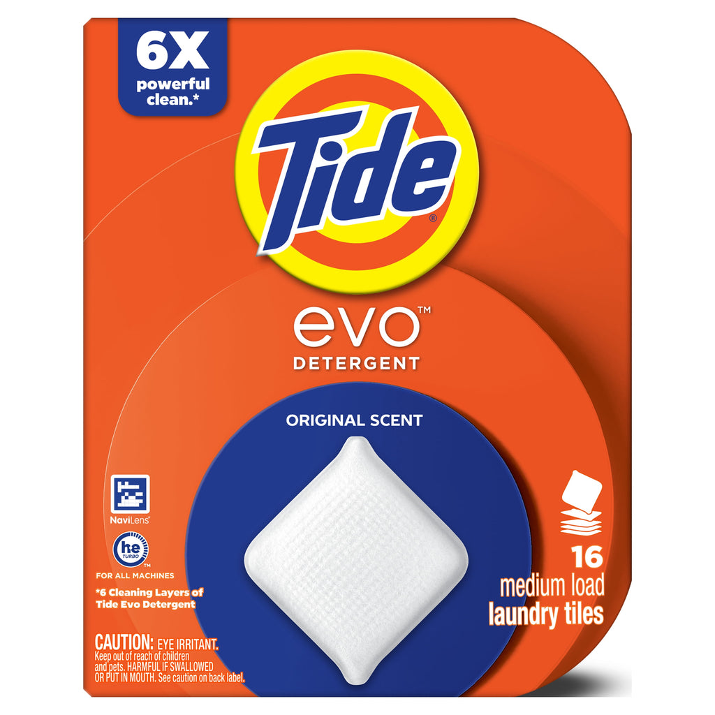 Tide evo Laundry Detergent Tiles 100% Concentrated Original Scent 16 Count