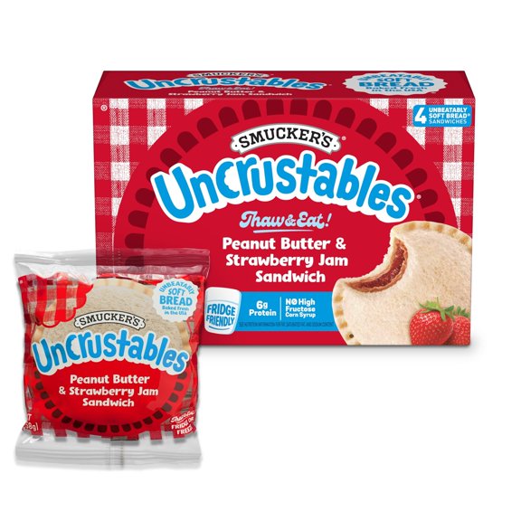 Smucker's Uncrustables Peanut Butter & Strawberry Jam Sandwiches Frozen 4 Count 8 Oz