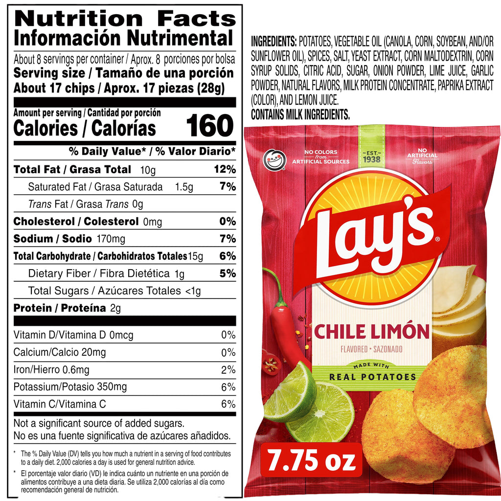Chile Limón Flavored Potato Chips 7.75 Oz Lay's