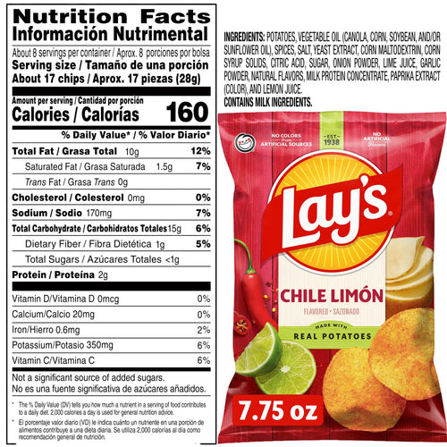 Chile Limón Flavored Potato Chips 7.75 Oz Lay's